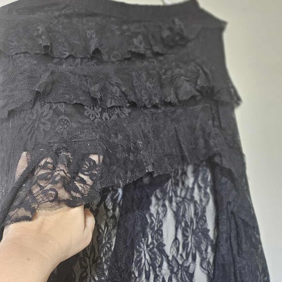 SHEIN ICON Black Lace High Low Tiered Skirt | Size M - Picture 5 of 8